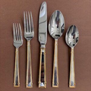 Yamazaki /Patrick - Cartouche - Stainless Steel w/ Gold Accents Flatware